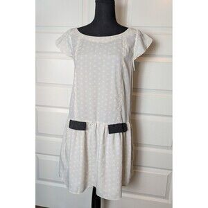 NWT BCBG Generation Cream Mini Dress Size M Polka Dot Cap Sleeve Ruffle $98